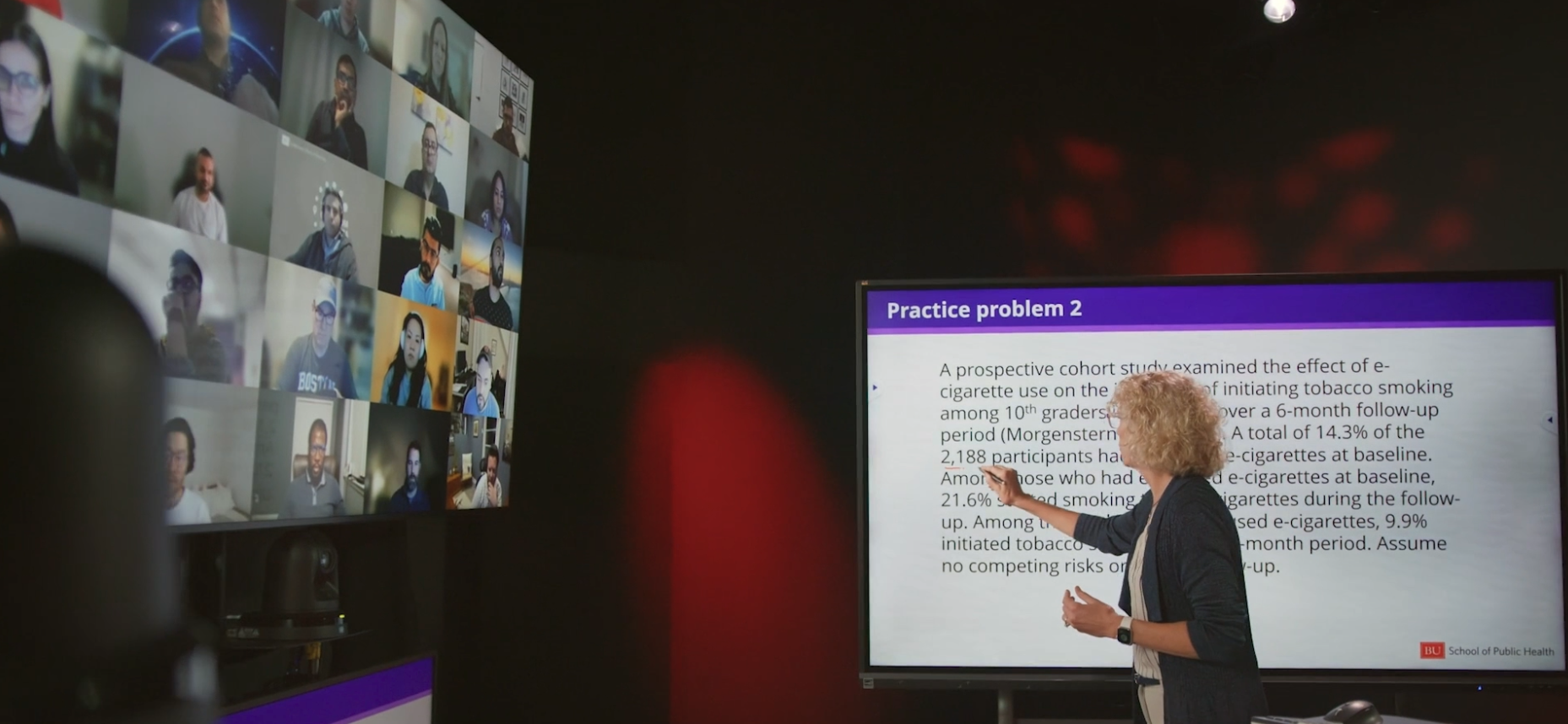 Lisa Sullivan presents at live session for Online MPH students at BU